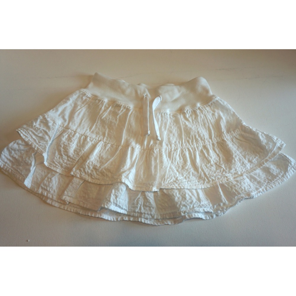 Cat & Jack Girls White Tiered Ruffle Skort Size 8 Elastic Waist Crinkle Fabric